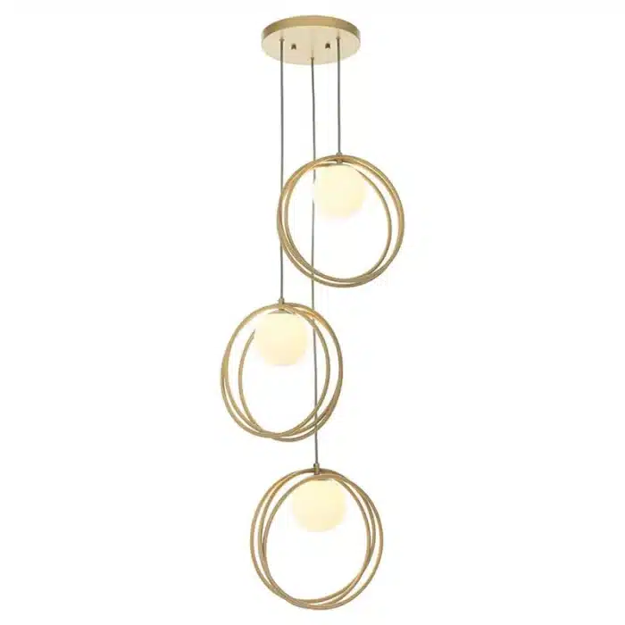 Brushed gold globe pendant light opal glass shades product image