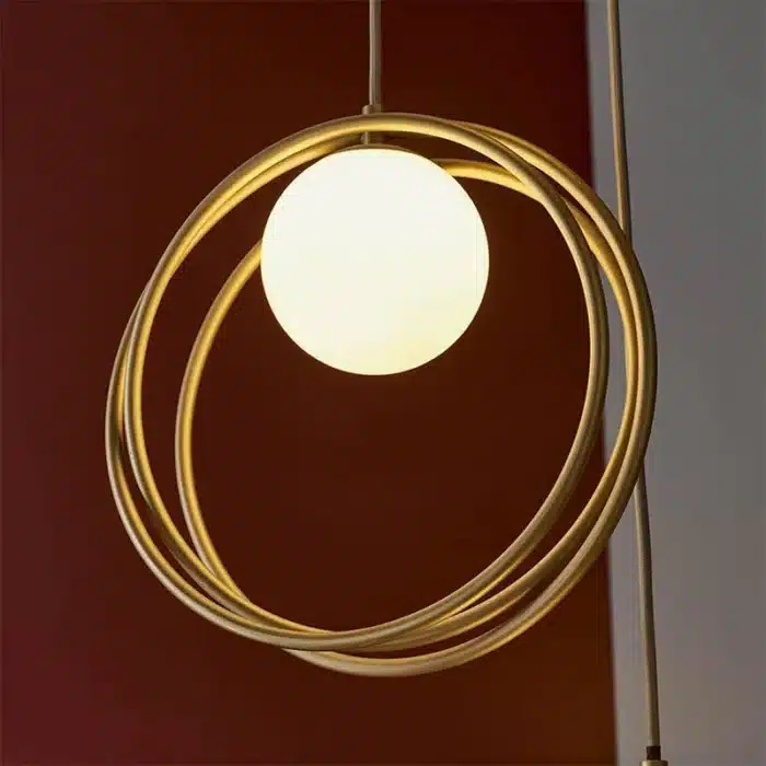 Brushed gold globe pendant light ring angle