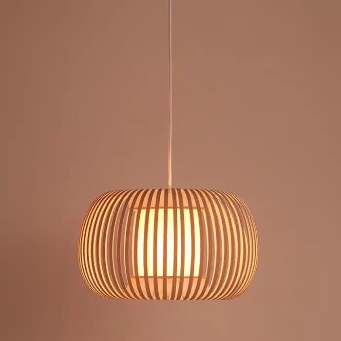 Stone Colour Fabric Shade Pendant Light 38CM