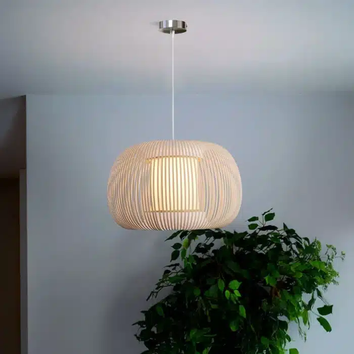Stone Colour Fabric Shade Pendant Light 60CM