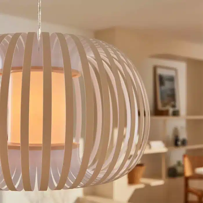 Stone Colour Fabric Shade Pendant Light 60CM