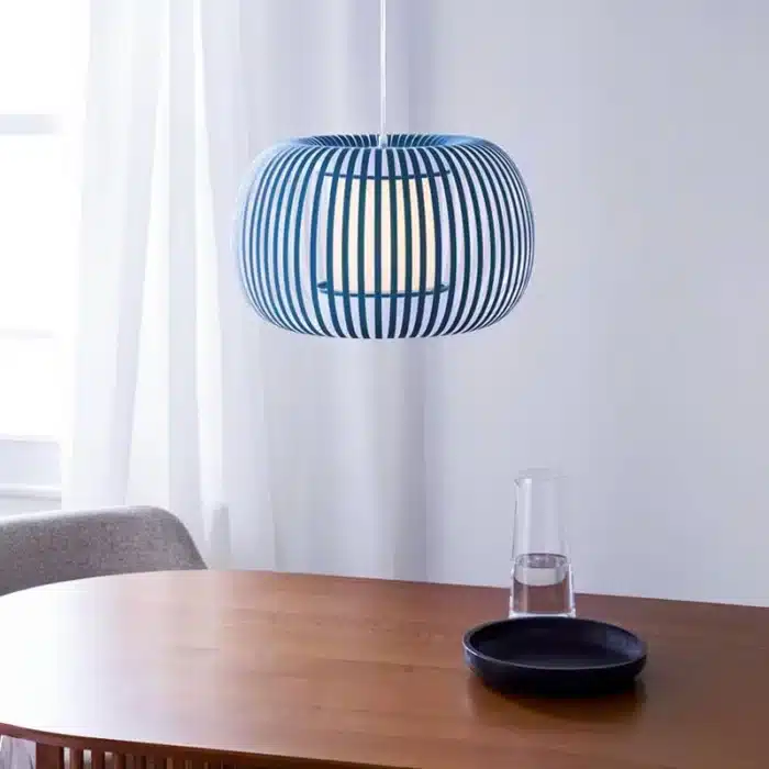 Pendant Light With Blue Fabric Shade 38cm