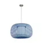 Pendant Light With Blue Fabric Shade 38cm