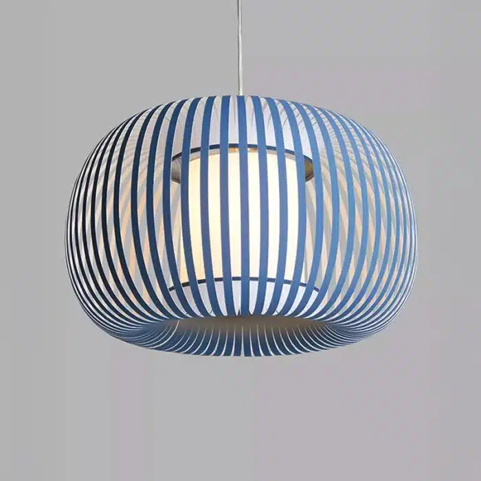 Pendant Light With Blue Fabric Shade 38cm