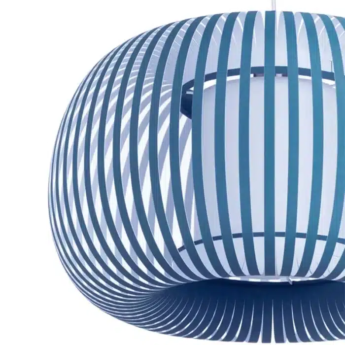 Pendant Light With Blue Fabric Shade 38cm
