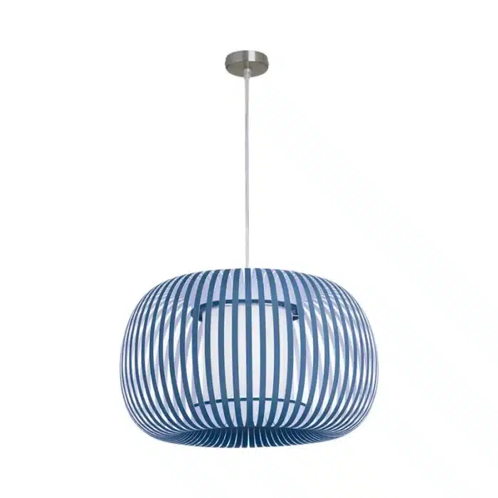 Pendant Light With Blue Fabric Shade 38cm
