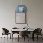 Pendant Light With Blue Fabric Shade 60cm
