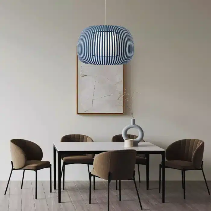 Pendant Light With Blue Fabric Shade 60cm