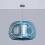 Pendant Light With Blue Fabric Shade 60cm