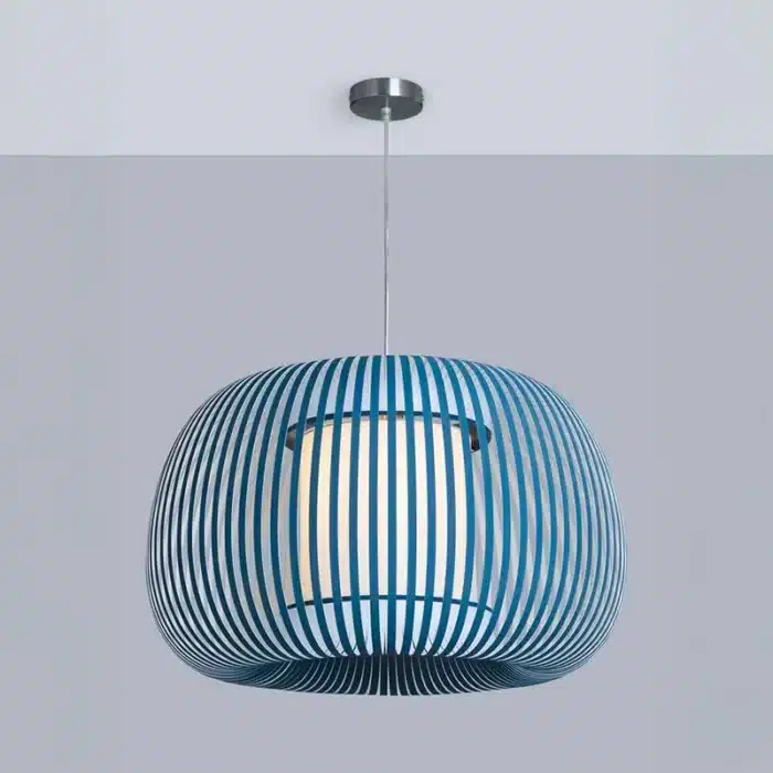 Pendant Light With Blue Fabric Shade 60cm