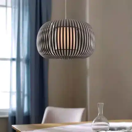 Pendant Light With Dark Grey Fabric Shade 38CM