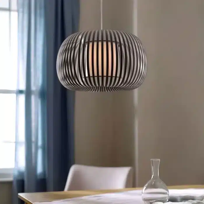 Pendant Light With Dark Grey Fabric Shade 38CM