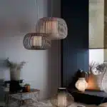Pendant Light With Dark Grey Fabric Shade 38CM