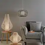 Pendant Light With Dark Grey Fabric Shade 38CM