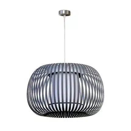 Pendant Light With Dark Grey Fabric Shade 38CM
