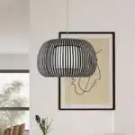 Pendant Light With Dark Grey Fabric Shade 60CM