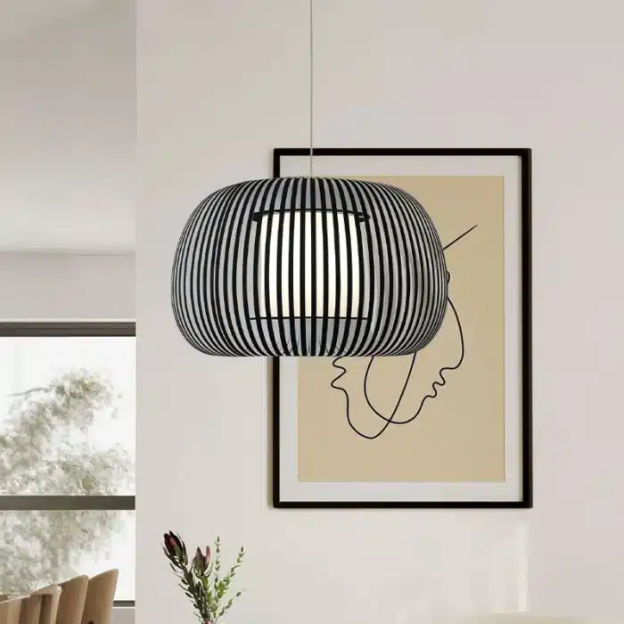 Pendant Light With Dark Grey Fabric Shade 60CM