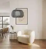 Pendant Light With Dark Grey Fabric Shade 60CM