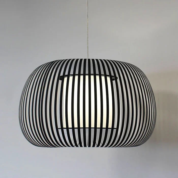 Pendant Light With Dark Grey Fabric Shade 60CM