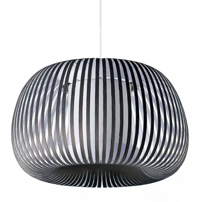 Pendant Light With Dark Grey Fabric Shade 60CM