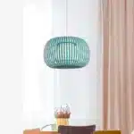 Pendant Light With Green Fabric Shade 38CM