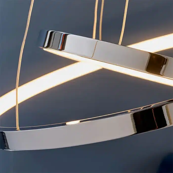 Twin hoop polished chrome finish detailing LED pendant light