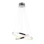Twin hoop polished chrome LED pendant light full view