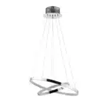 Twin hoop polished chrome LED pendant light full view non lit