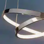 Twin hoop polished chrome LED pendant light integrated LED