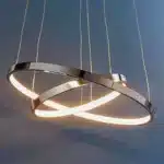 Twin hoop polished chrome LED pendant light lifestyle view