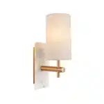 Brass marble effect wall light with linen shade product image