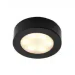Matt black round LED under cabinet light cool white