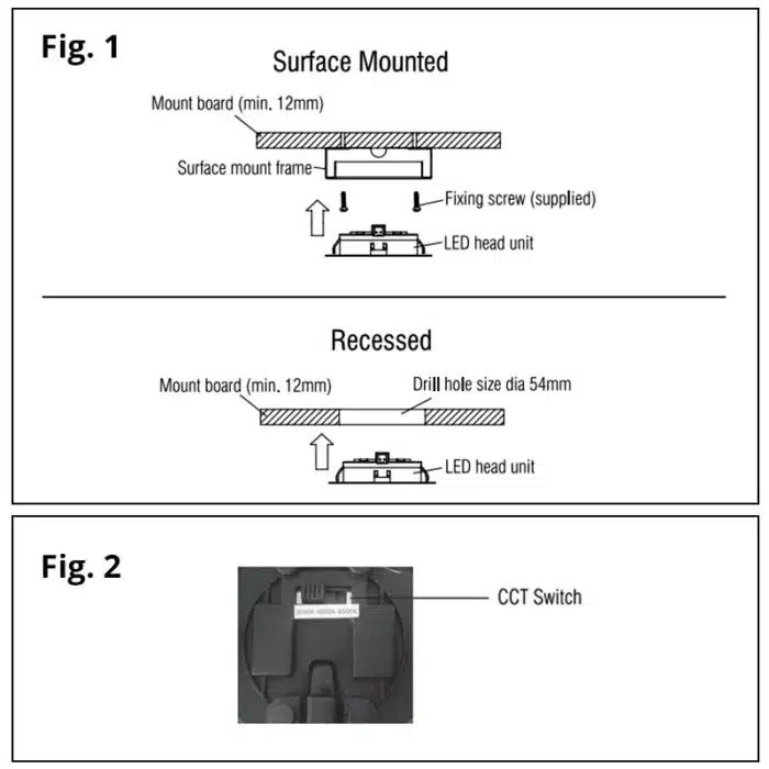 Matt black round LED under cabinet light diagram instructions