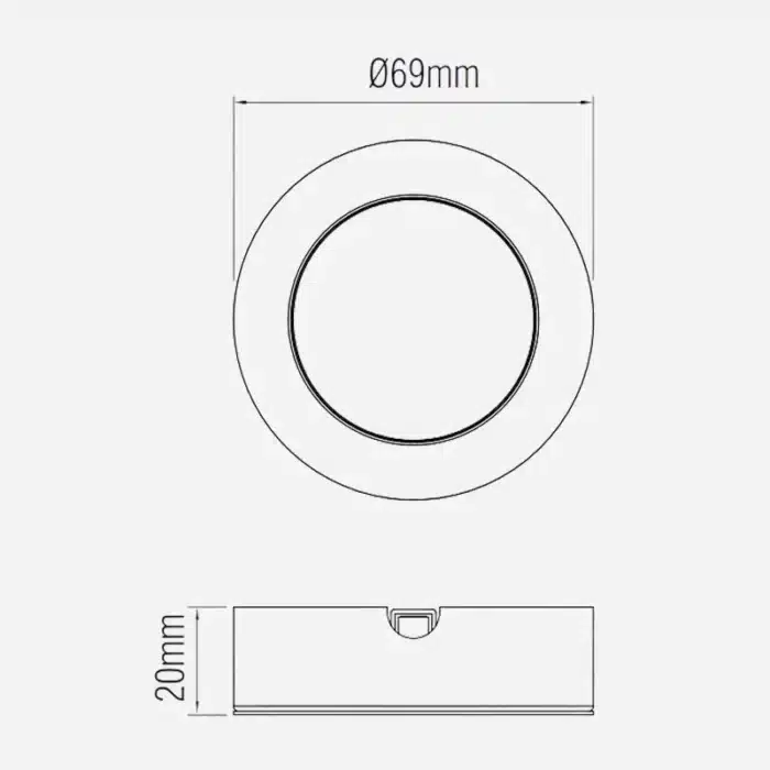 Matt black round LED under cabinet light dimensions