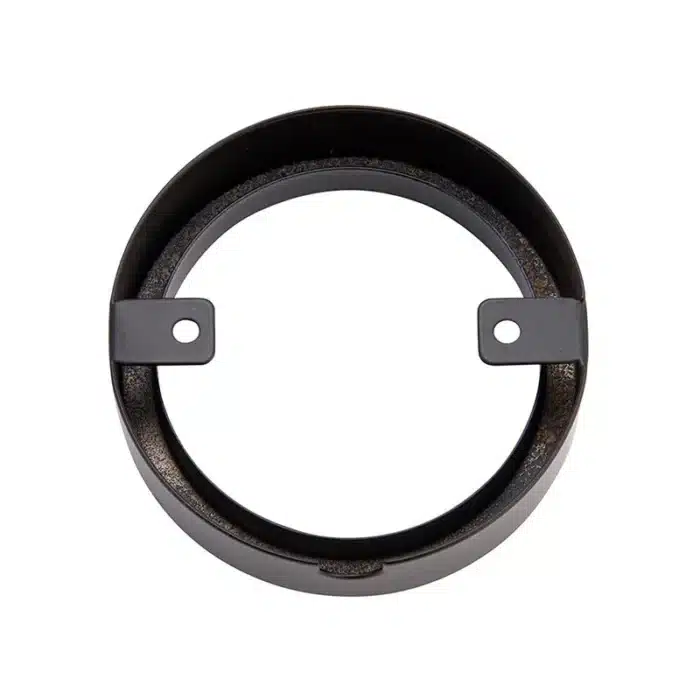 Matt black round LED under cabinet light outside case
