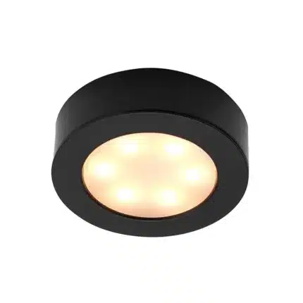 Matt black round LED under cabinet light product image