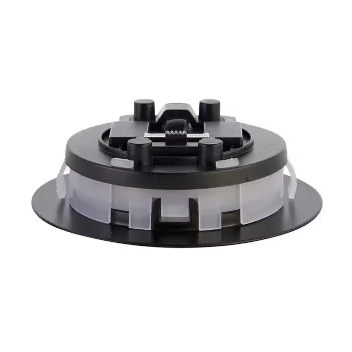 Matt black round LED under cabinet light side angle