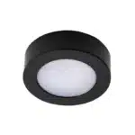 Matt black round LED under cabinet light unlit