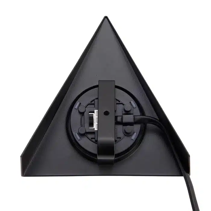 Matt black triangular LED under cabinet light connection