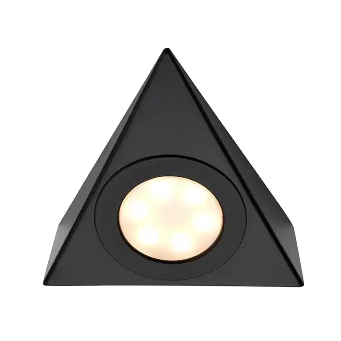 Matt black triangular LED under cabinet light daylight white
