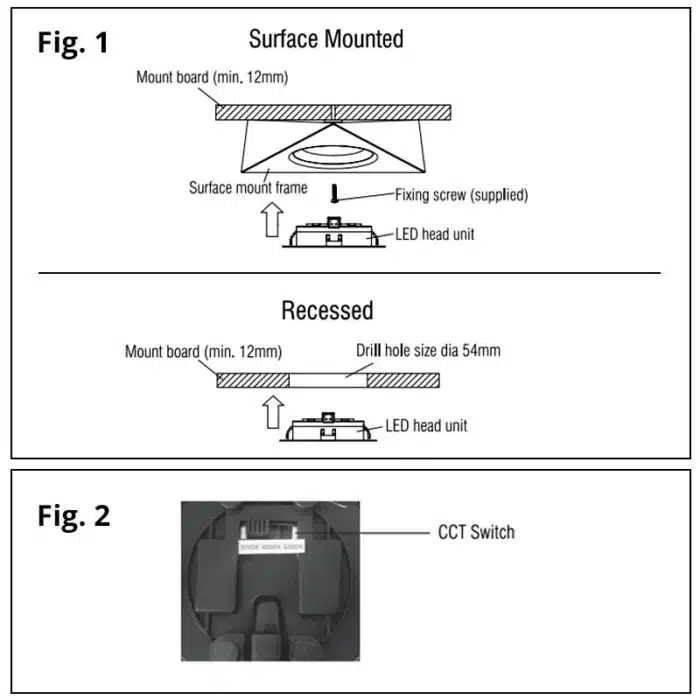 Matt black triangular LED under cabinet light diagram instructions
