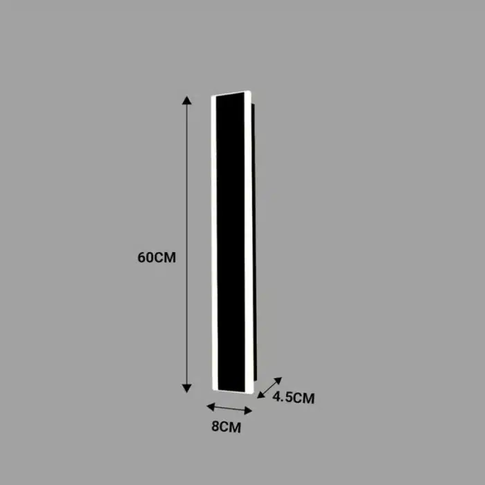 Outdoor 12W acrylic black wall light IP65 rated dimensions