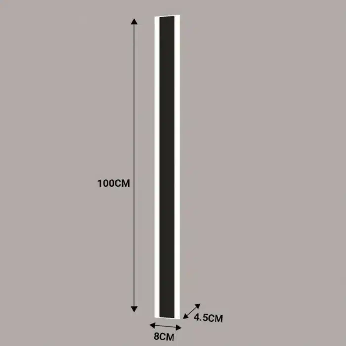 Outdoor 24W acrylic black wall light IP65 rated dimensions