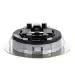 Satin nickel round LED under cabinet light side angle