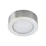 Satin nickel round LED under cabinet light unlit