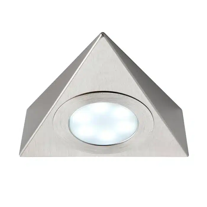 Satin nickel triangular LED under cabinet light cool white