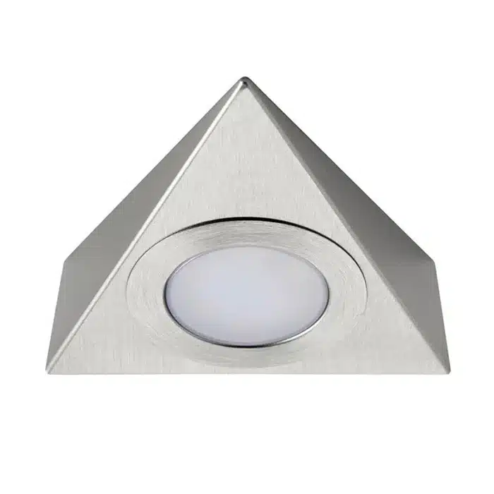 Satin nickel triangular LED under cabinet light unlit